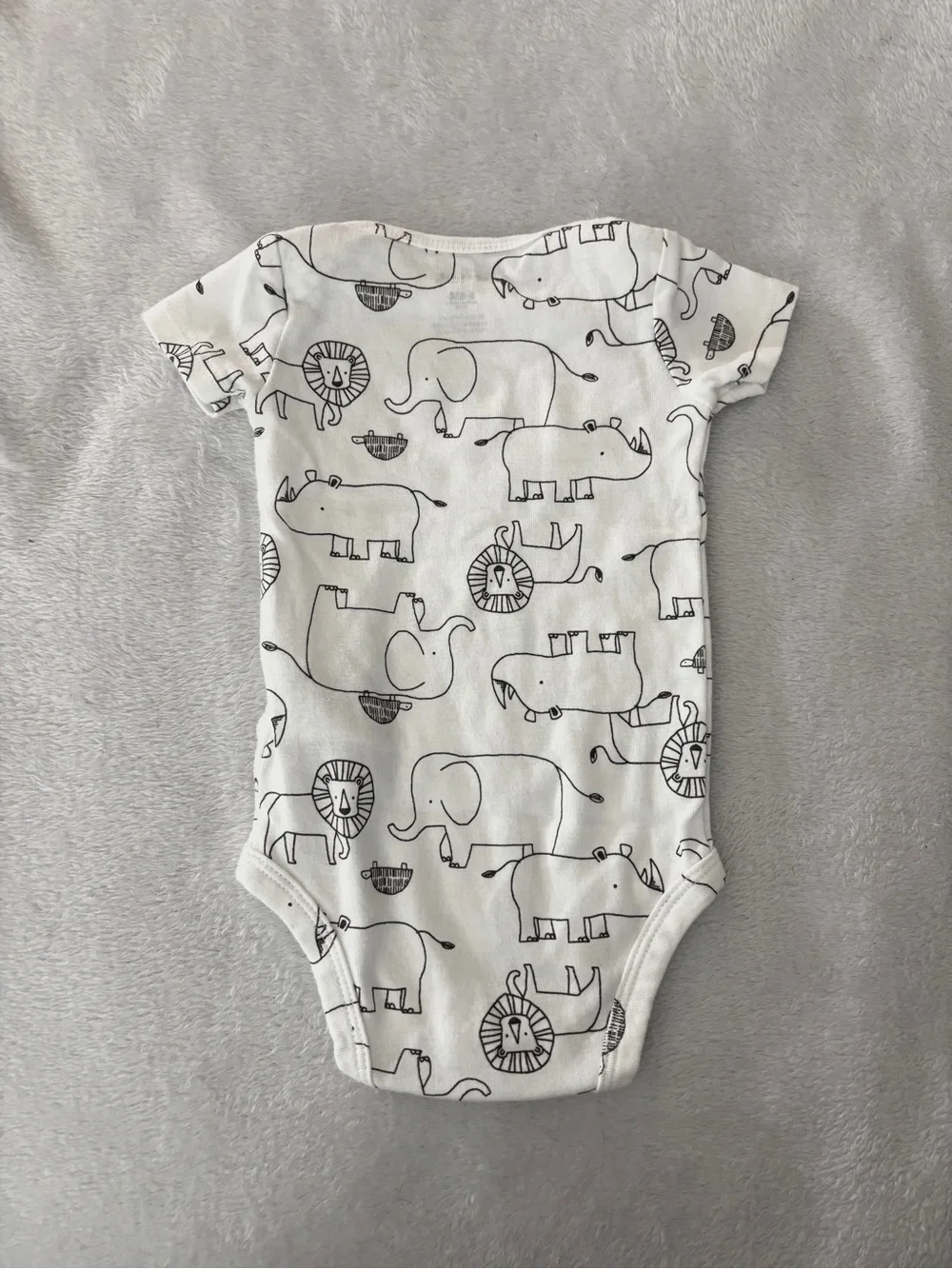 Carter's White Short-Sleeve One-Piece with Black Animal Line Print